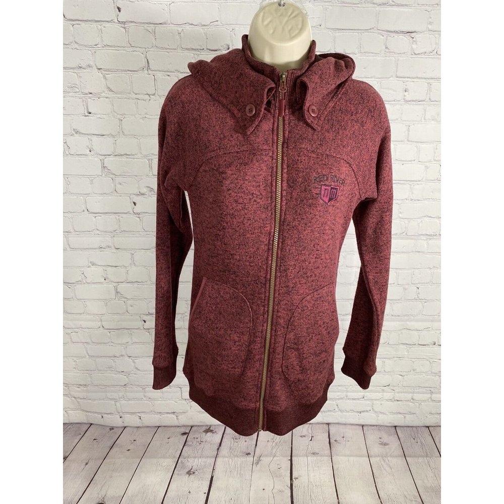 Renegade Club Red River NM Burgundy Zip Hooded Collared Jacket Pockets Womens XS
